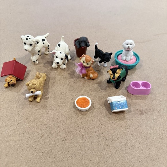 Puppy In My Pocket Other - Lot of 9 Vintage 90s MEG Puppy In My Pocket Figures‎ & Accessories Dogs Cats